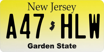 NJ license plate A47HLW