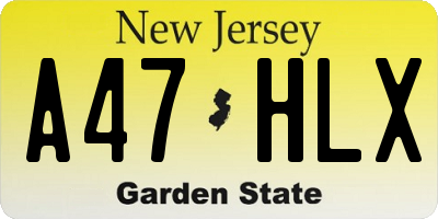 NJ license plate A47HLX