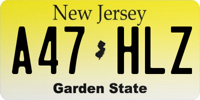 NJ license plate A47HLZ