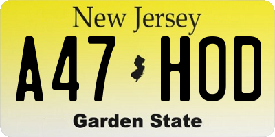 NJ license plate A47HOD