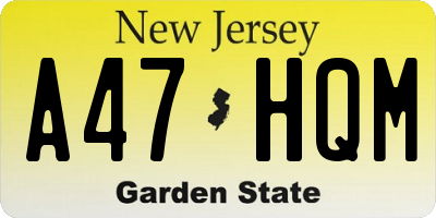 NJ license plate A47HQM