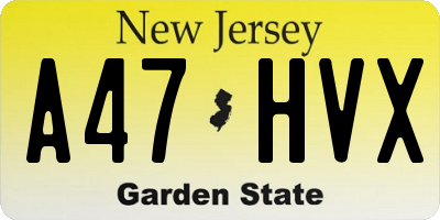 NJ license plate A47HVX