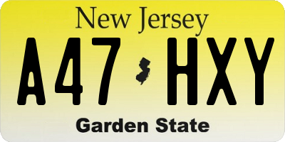 NJ license plate A47HXY