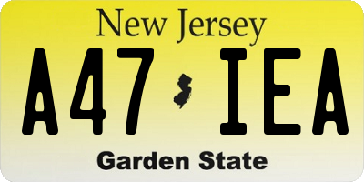 NJ license plate A47IEA