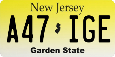 NJ license plate A47IGE