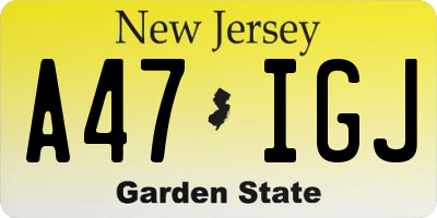 NJ license plate A47IGJ