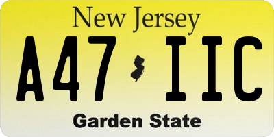 NJ license plate A47IIC
