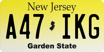 NJ license plate A47IKG