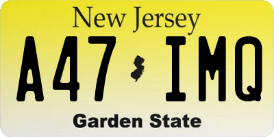 NJ license plate A47IMQ