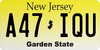 NJ license plate A47IQU