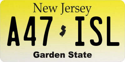 NJ license plate A47ISL