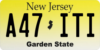 NJ license plate A47ITI