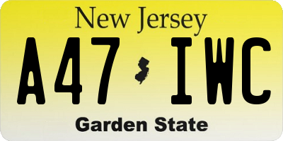 NJ license plate A47IWC