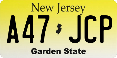 NJ license plate A47JCP