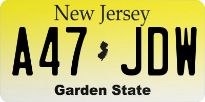 NJ license plate A47JDW