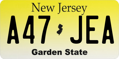 NJ license plate A47JEA