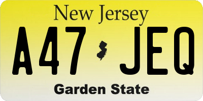 NJ license plate A47JEQ