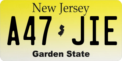 NJ license plate A47JIE