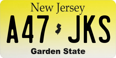 NJ license plate A47JKS