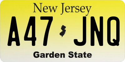 NJ license plate A47JNQ