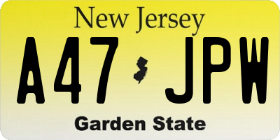 NJ license plate A47JPW
