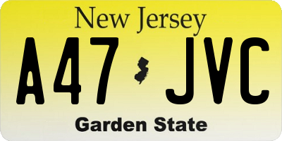 NJ license plate A47JVC