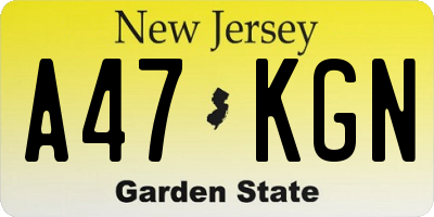 NJ license plate A47KGN