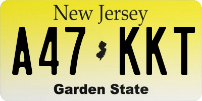 NJ license plate A47KKT
