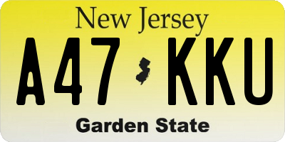 NJ license plate A47KKU