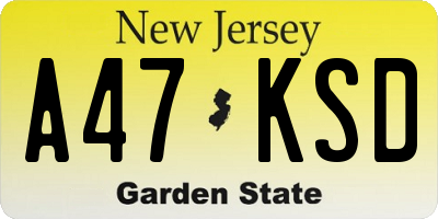 NJ license plate A47KSD