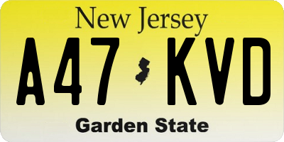 NJ license plate A47KVD