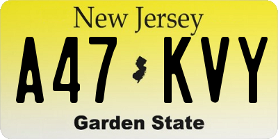 NJ license plate A47KVY