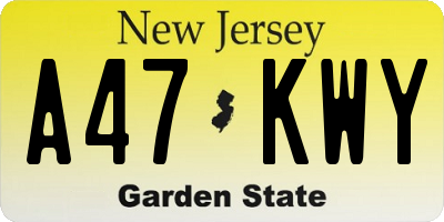 NJ license plate A47KWY
