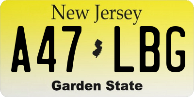 NJ license plate A47LBG