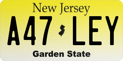 NJ license plate A47LEY