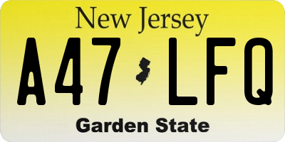NJ license plate A47LFQ