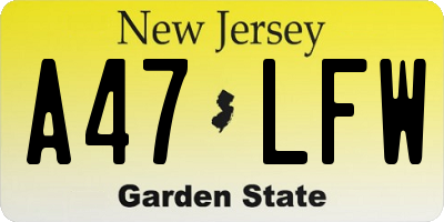 NJ license plate A47LFW