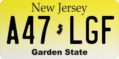 NJ license plate A47LGF