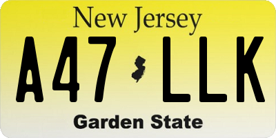 NJ license plate A47LLK