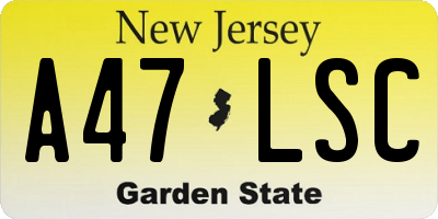 NJ license plate A47LSC