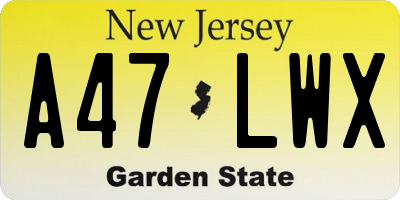 NJ license plate A47LWX