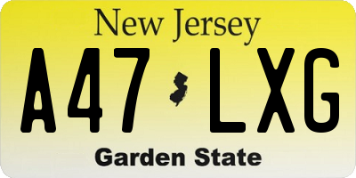 NJ license plate A47LXG