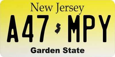 NJ license plate A47MPY