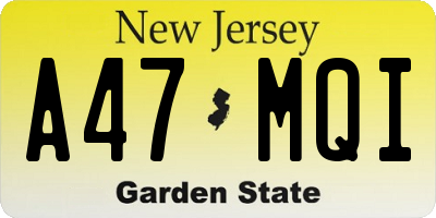NJ license plate A47MQI