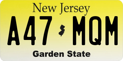 NJ license plate A47MQM