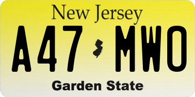 NJ license plate A47MWO