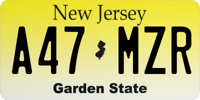 NJ license plate A47MZR