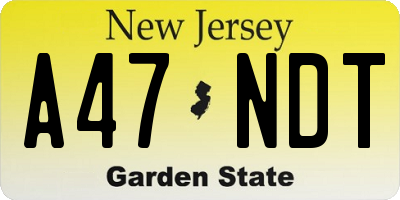 NJ license plate A47NDT