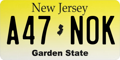NJ license plate A47NOK