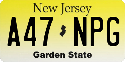 NJ license plate A47NPG